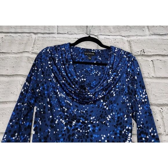 Long Tall Sally Blue black White Dots Womens Small Casual Long Sleeve Tunic - Picture 3 of 7